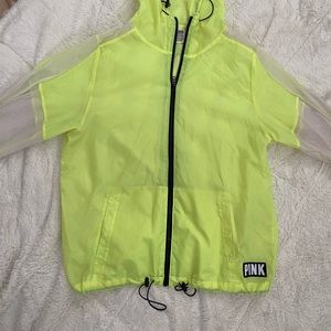 Victoria’s Sectet PINK/HIGHLIGHTER yellow windbreaker jacket